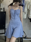 Blue Slip Dress Bandage Mini Dress Summer  Black Korean Fashion Elegant High Street Female Sundress Sleeveless
