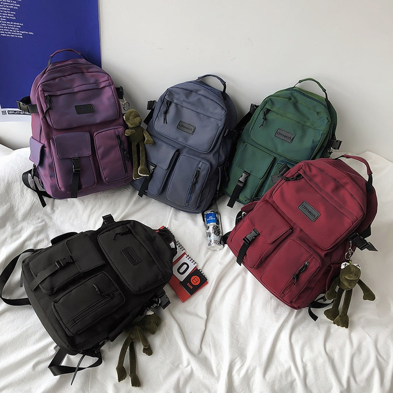 Drespot  HOCODO Fashion Women Backpack Reflective Nylon Waterproof Backpack Large Capacity Anti-Theft Backpack Unisex School Bag Female