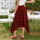 Plaid Irregular Midi Skirts 2000s Retro Elegant Lady High Waist Floral Printed Skirt Women Vintage Streetwear Beach Casual SKirt