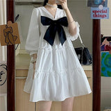 Drespot Summer Kawaii White Lolitadress Women French Sweet Fairy Short Dresses  Casual  Cute Robe Vestido Designer Clothes