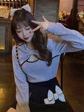 Japanese Kawaii Sweet Blouse Women  Bow Lolita Cute Blouse Female Casual Long Slevee Tops Korean Fashion Clothing Spring New