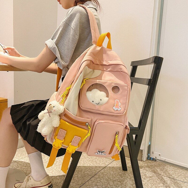 Kawaii Backpack Waterproof Nylon Female High School Bags For Teenage Girls College Laptop Bag Multi Pockets Travel Mochila