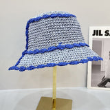 Summer Bucket Hat For Women Outdoor Travel Sunscreen Straw Crochet Straw Hat Foldable Sun Cap Ladies Vacation Seaside Beach Hat