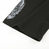 Gothic Black Dragon Print Crop Top Sweatshirts Women Hip Hop Punk Oversized Hoodies Female Long Sleeve Casual Pullover
