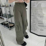 Drespot Y2K Baggy Cargo Pants Women Low Rise Big Pocket Full Length Trousers American Retro Outfit