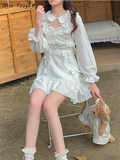 White Korean Style Sweet Lolita Dress Women Bow Cute Kawaii Party Mini Dresses Female Japanese Princess Strap Dresse Summer