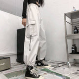 Drespot  Streetwear Techwear White Cargo Pants Women Hippie Harajuku High Waist Black Trousers For Female Alt Oversized Wide Leg