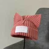 New Cute Women Fox Crochet Beanie Fashion Text Big Cloth Patch Winter Skullies Party Women Gift Hip-hop Knitted Hat