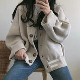 Drespot Thanksgiving Women Oversize Knitted Cardigan Loose Fit Cozy Long Sleeve Button Up Sweater Korean Fashion Winter Outfit