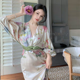 Summer New Women Fashion Elegant Puff-Sleeve Midi Dresses Female Party Robe
