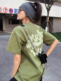 Deeptown Harajuku Green Tshirt Women Streetwear Vintage Oversized Loose T Shirts Graphic Tees Cotton Korean Summer Y2K Tops