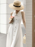 New Women Elegant Halter Midi Dress  Office Lady One Piece Casual Vestdios Female Fashion Clothes