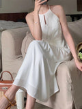 Summer Elegant French Style Sleeveless Sexy White Dress  Female Casual Spaghetti Strap Party Vestidos