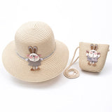 Drespot Kids Girls Straw Woven Hat Wide Brim Sun Protection Beach Hat Colorful Pompom Ball Summer Floppy Bucket Cap Portable Handbag