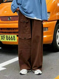 Drespot  Streetwear Brown Cargo Pants Women Vintage Oversize Khaki Wide Leg Trousers 90S Style Black Joggers Korean Fashion