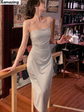 Elegant Summer Spaghetti Strap Midi  Dress Women Sexy Prom Evening Bodycon Party Birthday Club Fashion Clothing