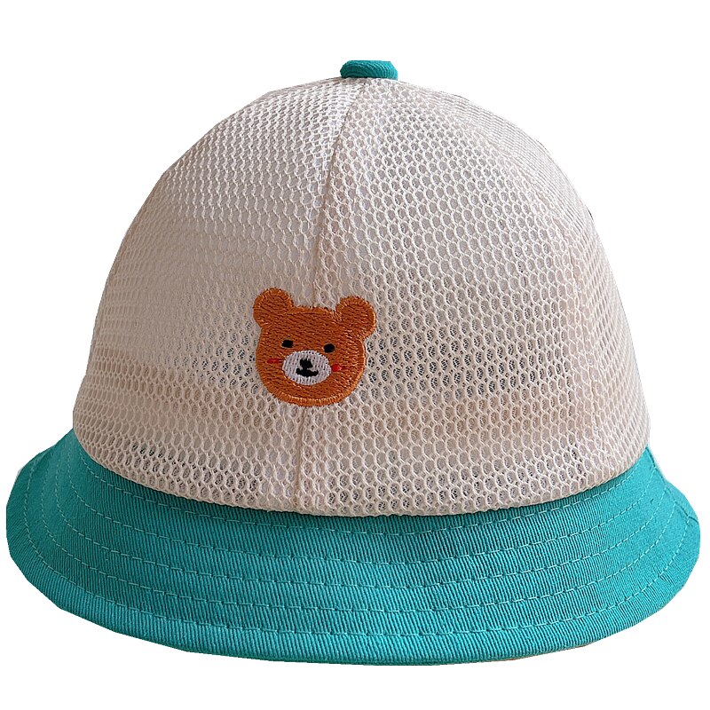 Baby Mesh Thin Bear Bucket Hat Colorblock Toddler Summer Bob Cap Boy Girls Outing UV Protection Fishing Hat Kids Sun Hats
