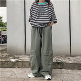 Drespot  Harajuku Oversize Black Oversize Cargo Pants Women Japanese Streetwear Loose Wide Leg Trousers For Female Pockets