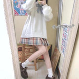 Drespot Japanese Style Solid Sweater Women Korean Fashion V-Neck Oversize Knitted Jumper Female Sweat Girl Long Sleeve Pullover