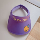 Kids 1-4 Year Visor Hat Smile Print Design Toddler Summer Cap Boy Outdoor UV Protection Sun Visor Infant Girl Vacation Beach Hat