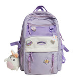 Drespot  HOCODO Nylon Waterproof Women Backpack College Style Pure Color Schoolbag For Teenage Girls Cute Casual Travel Backpack Bookbag