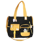 Large Capacity Nylon Shoulder Bag for Women Cartoon Schoolbag for Teenagers Girls Ins Popular Waterproof Multi-Pocket Handbags