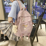 Multifunction Double Zipper Women Large Capacity Backpack Teenager Girls High Student School Shoulder Bag Korean Style Schoolbag