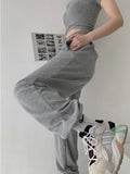 Drespot  Oversize Blue Jogging Sweatpants Women Korean Fashion Gray Joggers Sports Pants White Wide Leg Trousers Fall  Female