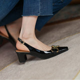 Drespot  Patent Leather Ladies Sandals Summer Sexy Concise Pointed Buckle Women's Shoes Fashionable Elegant Shallow Mouth Female Stiletto