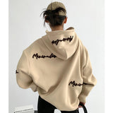 Drespot Vintage Gray Oversize Hoodies Women Harajuku Hip Hop Embroidery Loose Sweatshirts Long Sleeve Casual Tops Grunge Korean