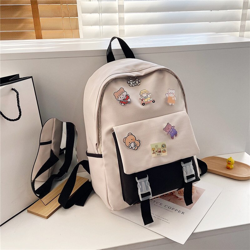 Multi-color Backpacks For Women Cartoon Bags For Girls Korean Schoolbag Summer Small Canvas Shoulder Bag Mini Travel Rucksack