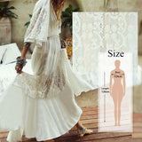 Elegant Women Tunic Summer Fashion Long Beach Dress Sexy Patchwork Short Sleeve Front Open White Robe Dress pareos Q561