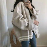 Drespot Thanksgiving Women Oversize Knitted Cardigan Loose Fit Cozy Long Sleeve Button Up Sweater Korean Fashion Winter Outfit