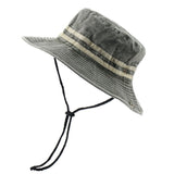 Washed Cotton Bucket Hat Striped Boonie Hat High Quality UV Protection Sun Hats Bob Panama Cap