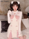 Japanese Kawaii Lolita Strap Dress Women Korean Elegant Sexy Party Mini Dress Female Bow Casual France Princess Cute Dress