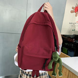 Drespot  HOCODO Simple Female Backpack Women Canval School Bag For Teenage Girl Casual Shoulder Bag Solid Color Rucksack Quality Travel