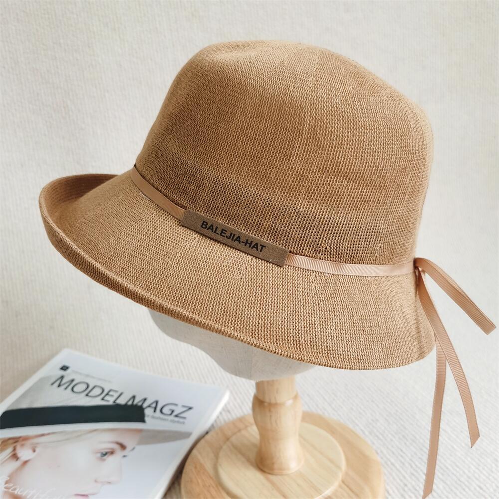 New Faux Straw Braid Summer Beach Hat With Roll Brim For Women Streamers Bow Foldable Visor Panama Sun Captravel Vacation Hat