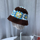 New Panama Hand Woven Hollow Sun Hats100% Cotton For Four Seasons Hat Foldable Crochet Mesh Breathable Flower Bucket Hat