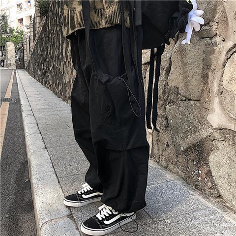 Drespot  Harajuku Oversize Black Cargo Pants Women Punk Hip Hop Streetwear Jogging Sweatpants Baggy Wide Leg Trousers Female