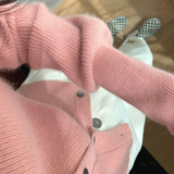 Drespot Pink Knitted Sweater Cardigan Women  V Neck Sweaters Woman Autumn Winter Solid Color Soft Cardigans Ladies Work Outfits
