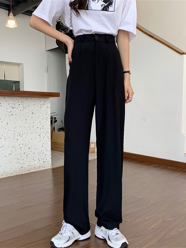 Drespot Spring Long Pants For Women High Waist Capris Summer Fashion Elegant Casual Office Lady Straight Trousers