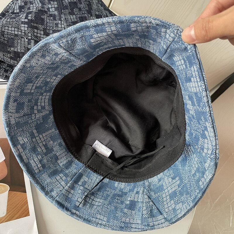 Korean Denim Bucket Hat For Women Outdoor Travel Sunshade Panama Cap Summer UV Protection Fishing Cap Couples Bob Bonnet