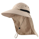 Summer Hunting Hat With Chin Strap Neck Flap Men Women Cotton Boonie Cap Outdoor UV Protection Wide Brim Safari Fisherman Hat