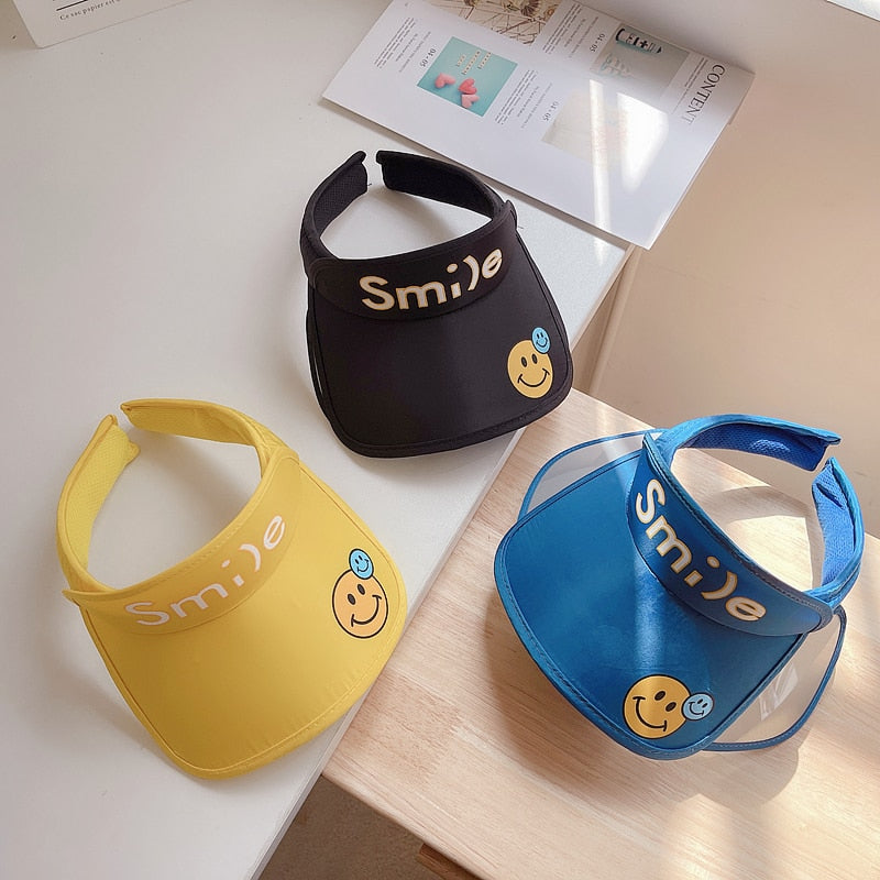 Kids 1-4 Year Visor Hat Smile Print Design Toddler Summer Cap Boy Outdoor UV Protection Sun Visor Infant Girl Vacation Beach Hat