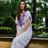 Vintage Embroidery Kaftan Sexy V-neck Batwing Sleeve High Waist Maxi Dress Tunic Women Clothing Summer Beach Dresses Q660