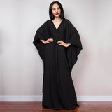 Multicolor V-neck Batwing Sleeve Plus Size Loose Maxi Dress For Women Summer Beach Wear Kaftan Long Bathing Dresses Q1306