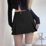 IAMHOTTY Side Pockets Patchwork Cargo Skirt High Waist A-line Denim Skirts Korean Style Streetwear Fashion Bottoms Casual Outfit
