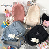Drespot  HOCODO Cute Corduroy Women Backpack Solid Color Female Student Schoolbag For Teenage Girl Travel Shoulder Bags School Bagpack