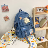 Drespot  Cute Women Backpacks Waterproof Multi-Pocket Nylon School Backpack For Student Girls Kawaii Laptop Book Pack Travel Bags