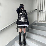 Drespot Gothic Anime Sweater Women Harajuku Goth Oversize Long Sleeve Pullover Black Knit Jumper Female Korean Fashion Winter